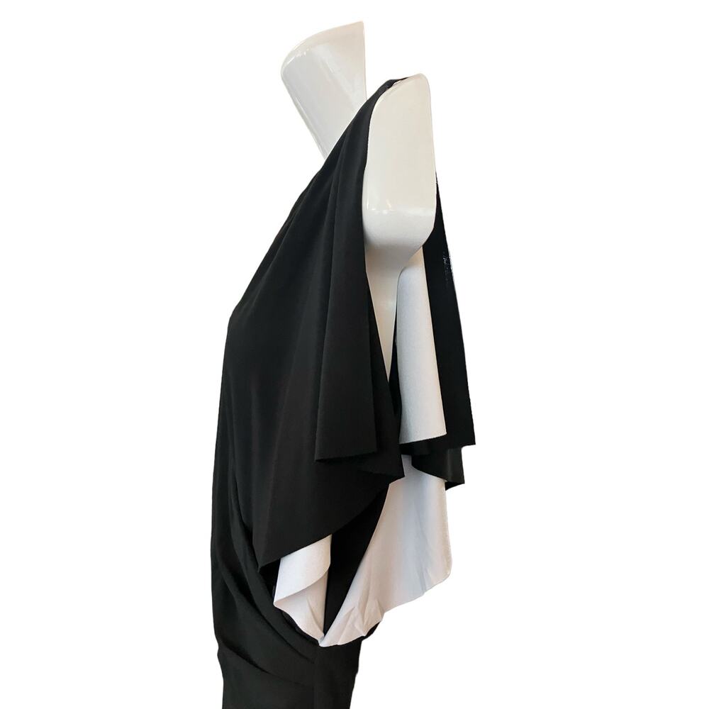 American Living Women's Black/White Jersey Surplice Neck Ruffled Dress | Size 12 - Picture 6 of 11